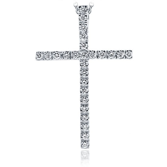 Diamond pave Cross Pendant With Necklace 0.26 CTS