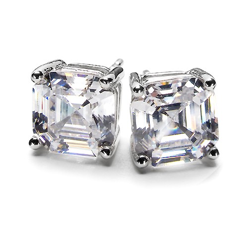 Asscher Diamond Stud Earrings