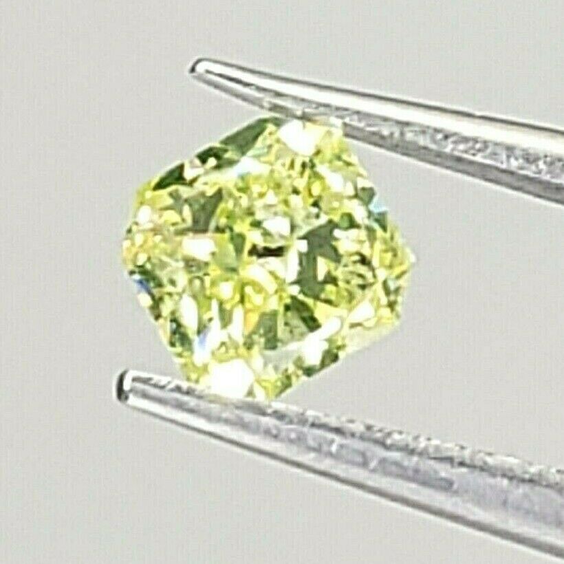 0.41ct Radiant Fancy Greenish Yellow Diamond Natural Color SI2 Clarity GIA