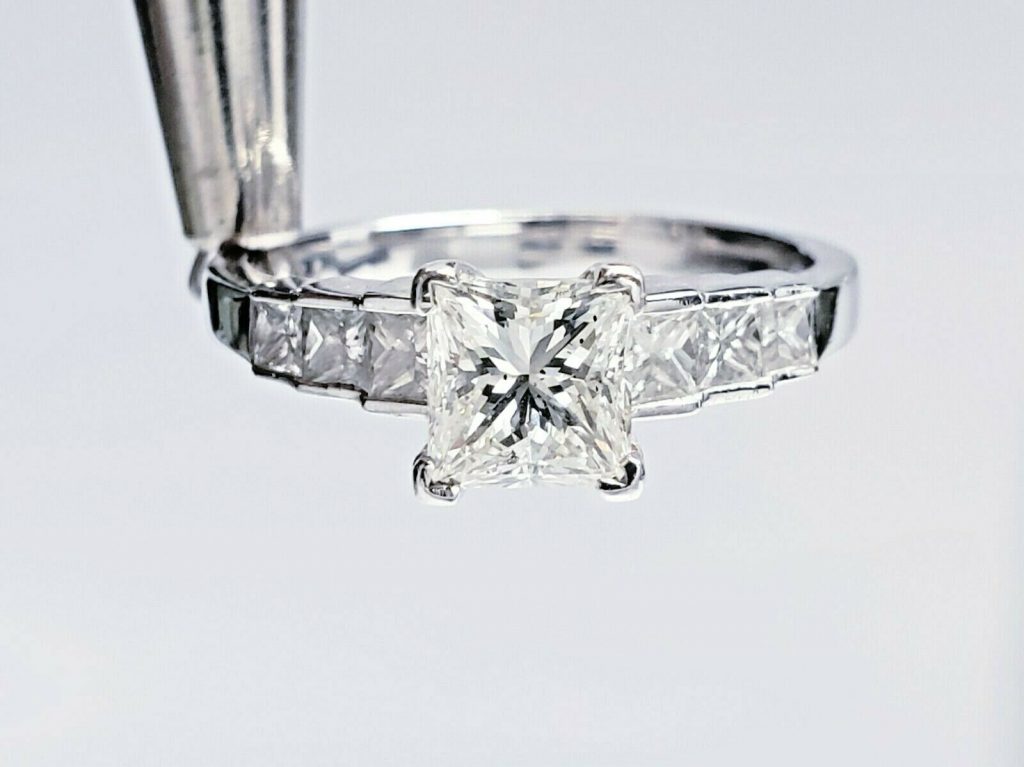 1.41ctw Princess Cut Square Diamond Engagement Ring  J -SI1 ( Watch Video ) GIA