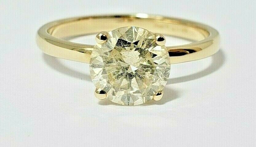 1.57ct Round Brilliant Diamond Solitaire Ring Fancy Yellow Natural (Watch Video)